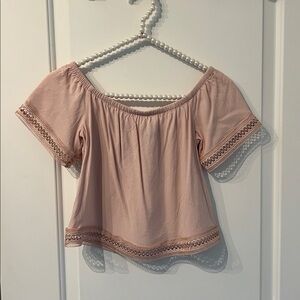Express Light Pink Off The Shoulder Top